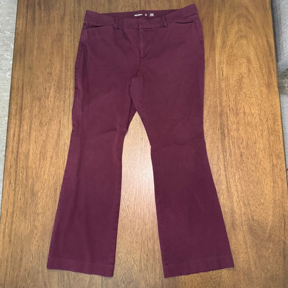 Old Navy High Rise Pixie Pants Women’s 14 Petite Burgundy Wine Flare